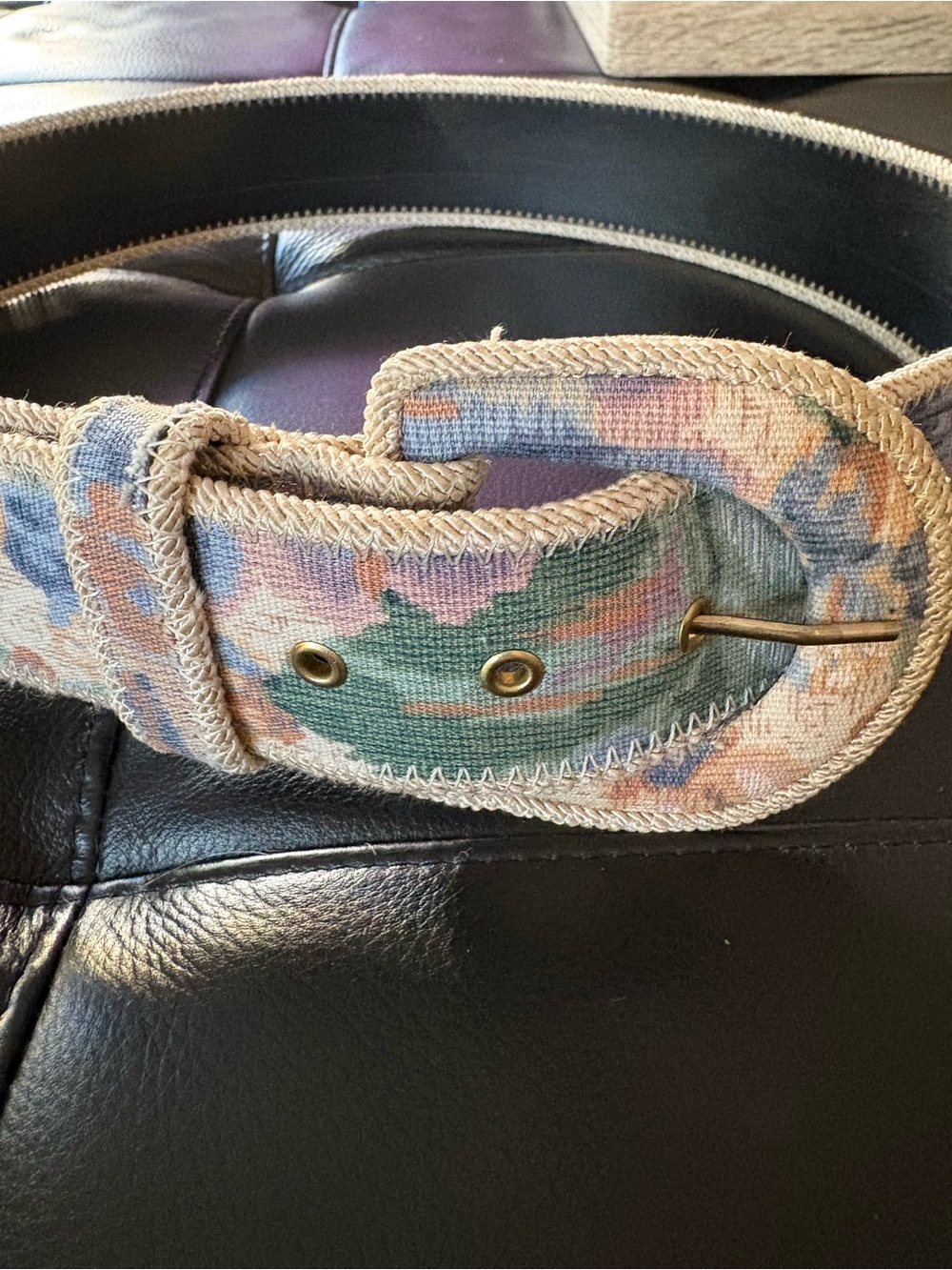 Tapestry woven cottagecore belt with beige detail size M 36’
